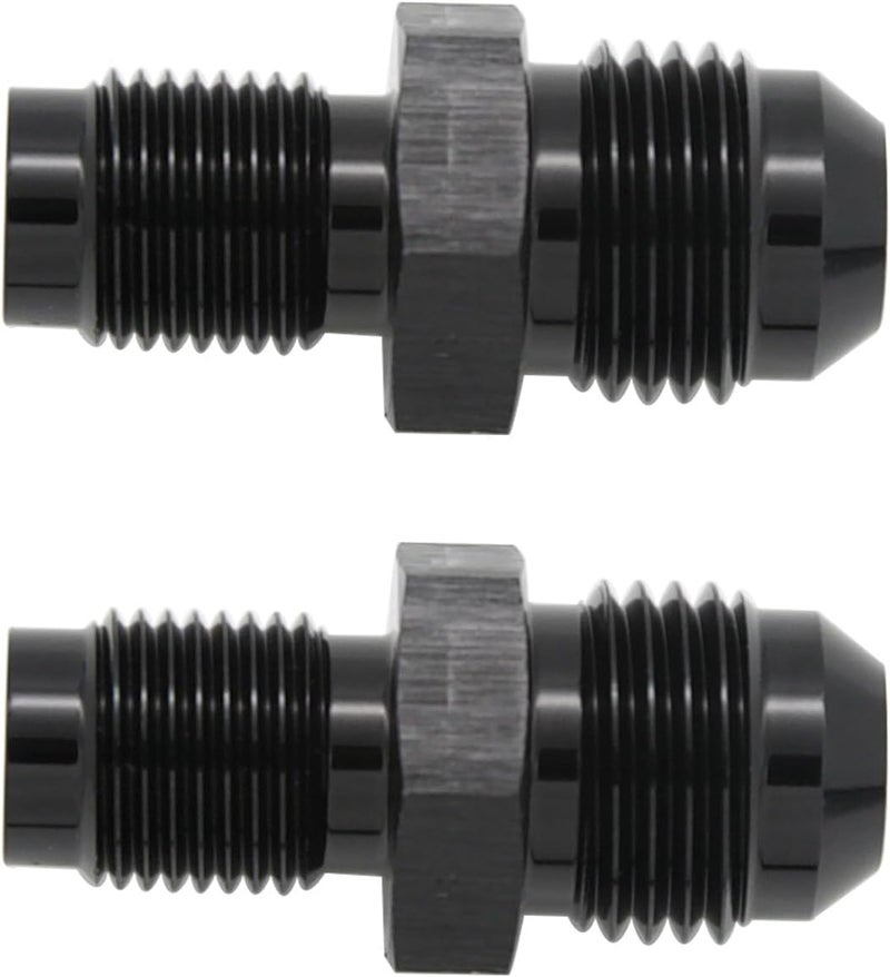 KRD PERFORMANCE Aluminum -6AN AN6 Male Flare to 7/16 x 24 Male Thread Inverted Seat Adaptor Fittings Inv Flare Connector, Black, Pack of 2 - Image 4